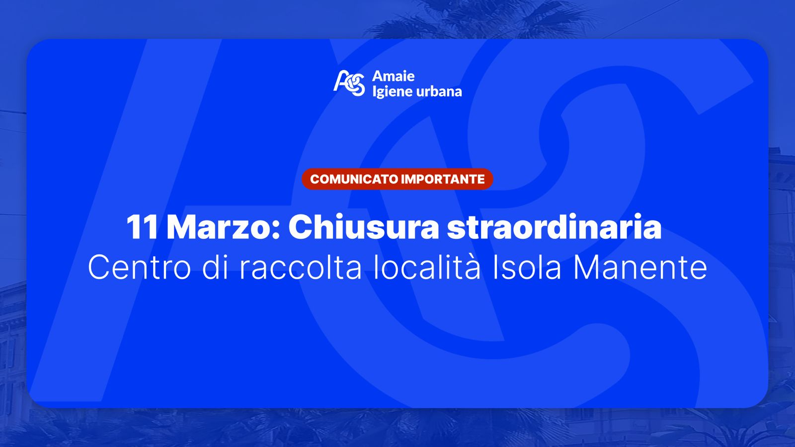 Taggia: chiuso l’11 marzo il centro di raccolta Isola Manente